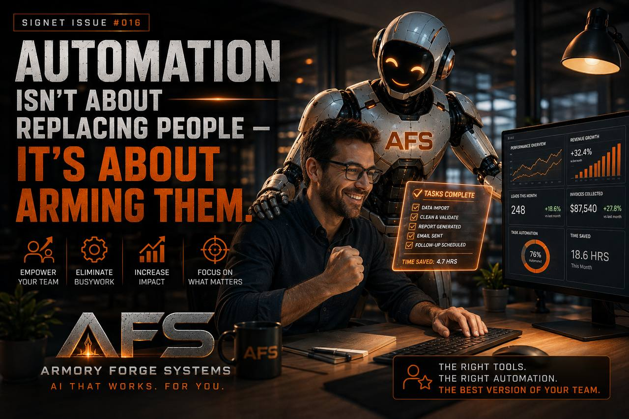 A business owner handing the repetitive work to a machine while the team focuses on the work that matters