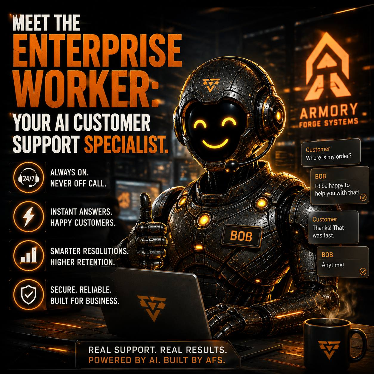 An AI customer support specialist owning every case — remembering history, following up, and never letting a customer fall through the cracks