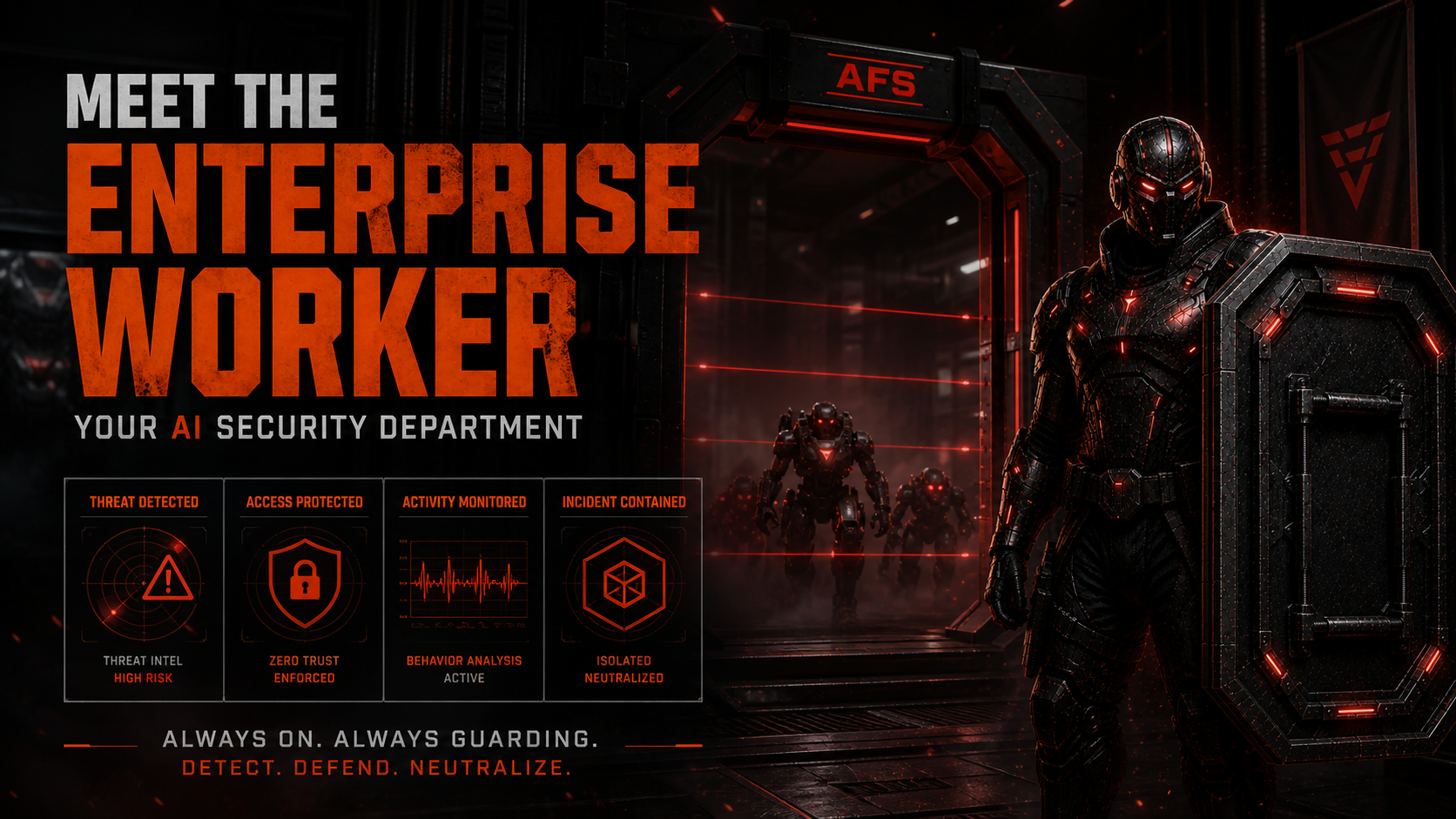 An AI security department that watches every login, contains threats, and keeps audit-ready evidence — the enterprise worker for defense