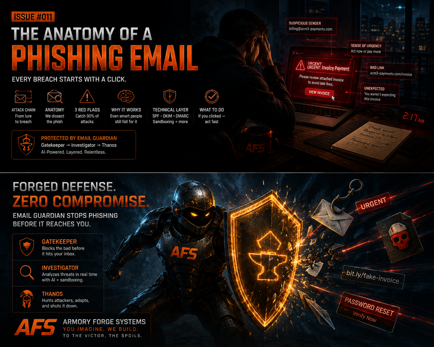 Phishing email concept — a legitimate-looking message hiding a hook